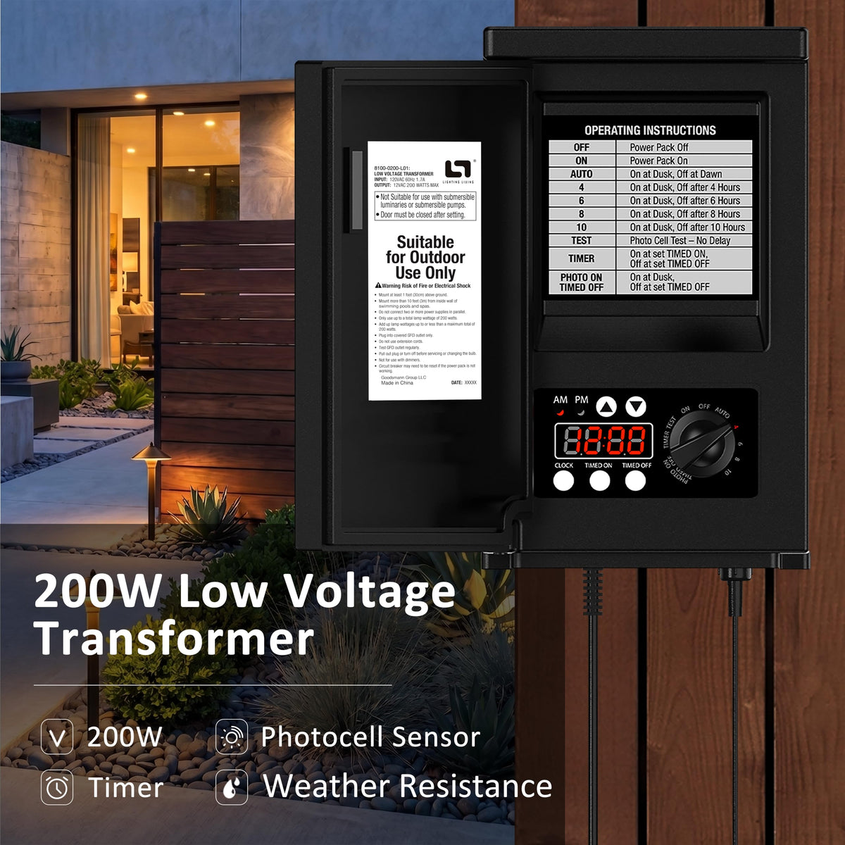 200W Low Voltage Landscape Transformer N861752