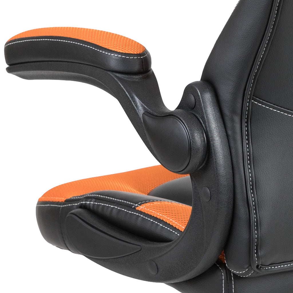 Orange Black Ergonomic Gaming Chair with Flip-Up Arms W400