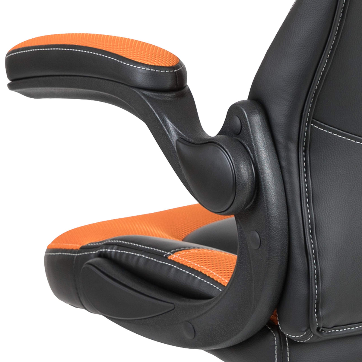 Orange Black Ergonomic Gaming Chair with Flip-Up Arms W400