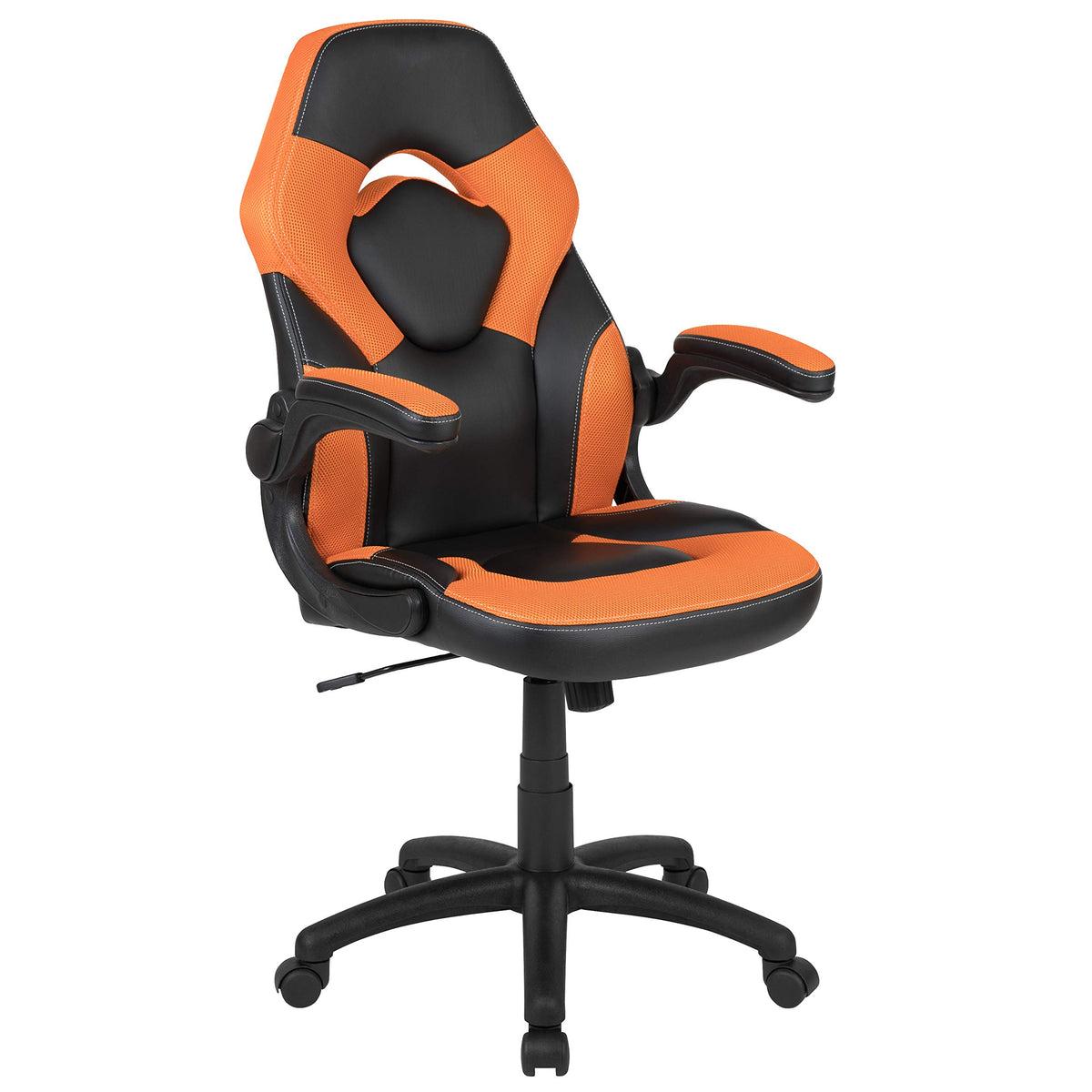 Orange Black Ergonomic Gaming Chair with Flip-Up Arms W400