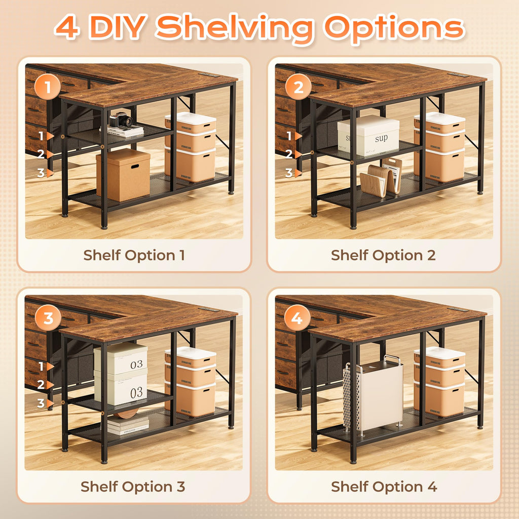 47 Inch L Shaped Desk with Power Outlets Z6212