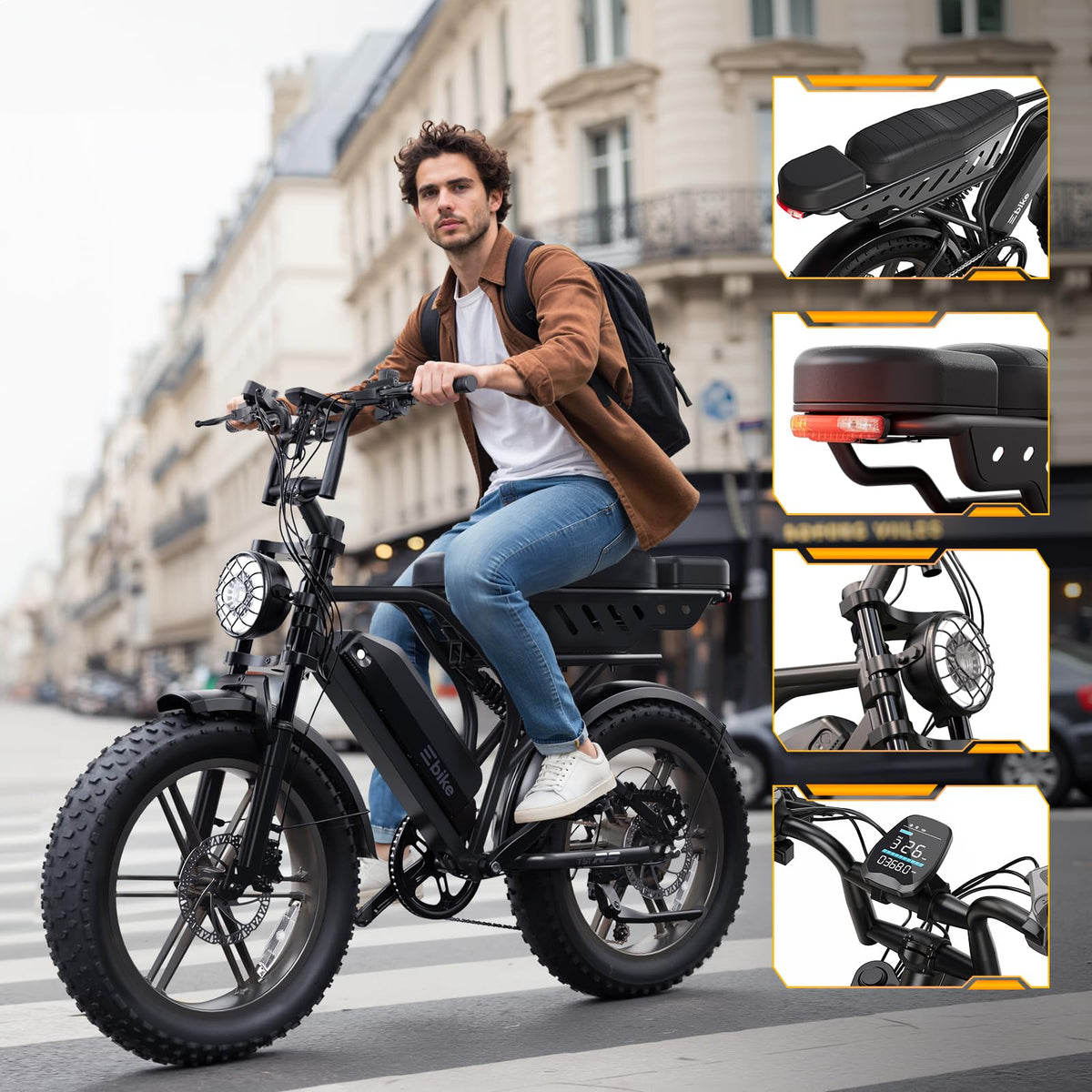Electric Bike 48V 15Ah Battery 20"x4" Fat Tire Q65159