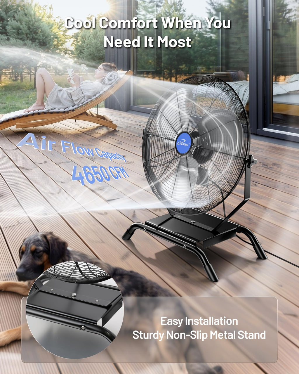 20" Variable Speed Indoor/Outdoor Fan, 4650 CFM, Black R889159