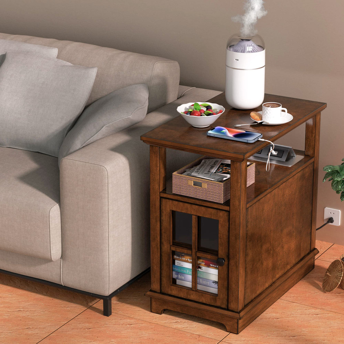 End Table with Charging Station and Storage T9162