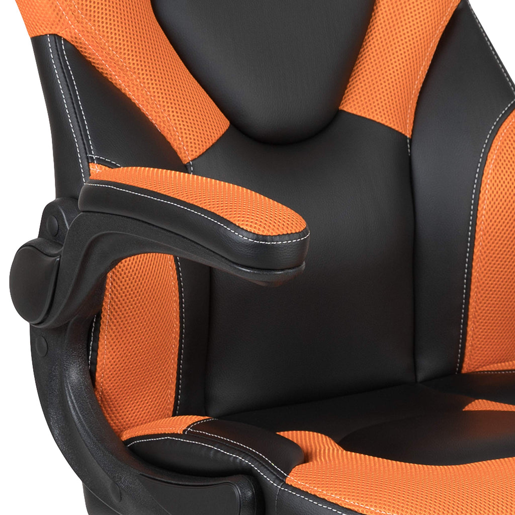 Orange Black Ergonomic Gaming Chair with Flip-Up Arms W400