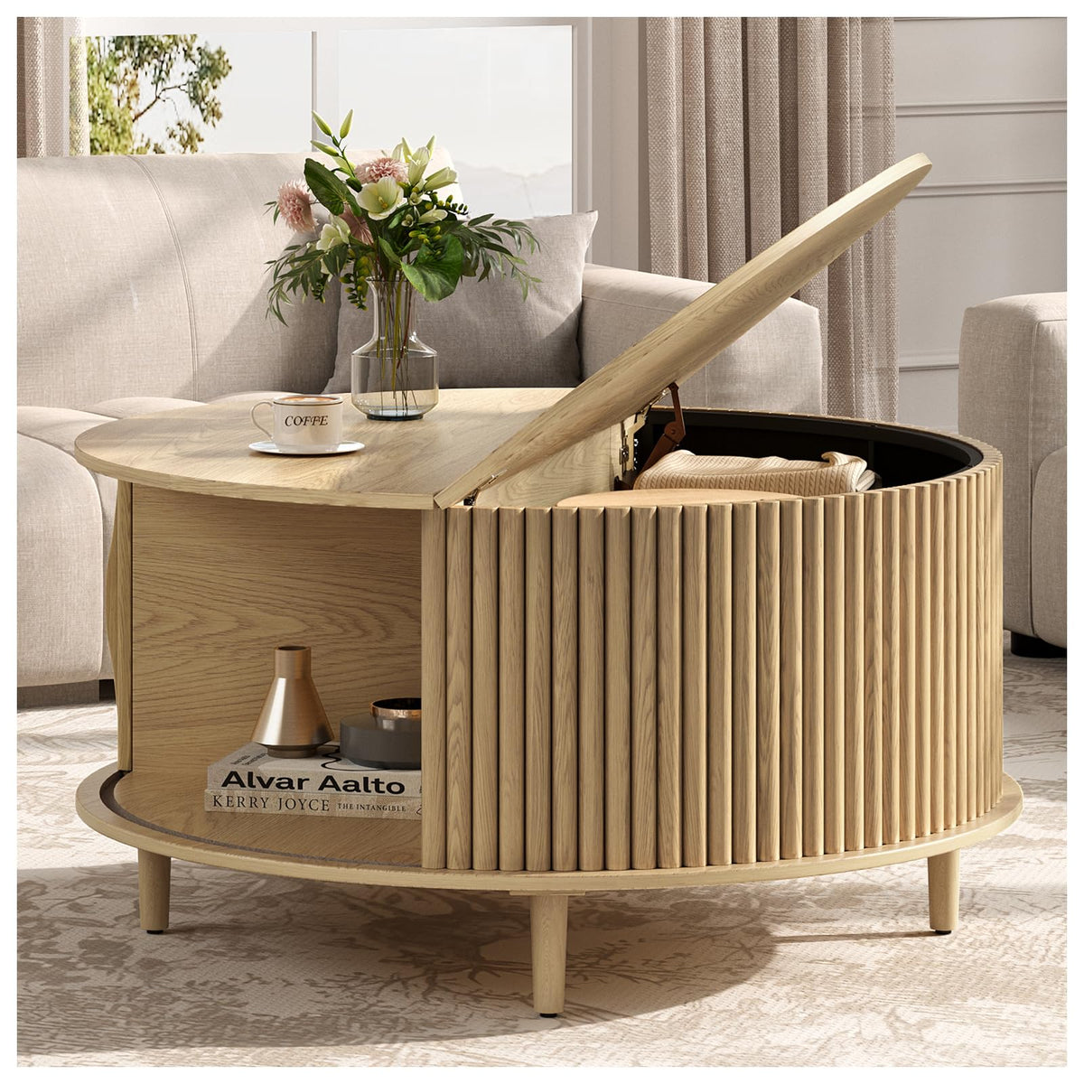 31.5" Round Coffee Table with Storage E760