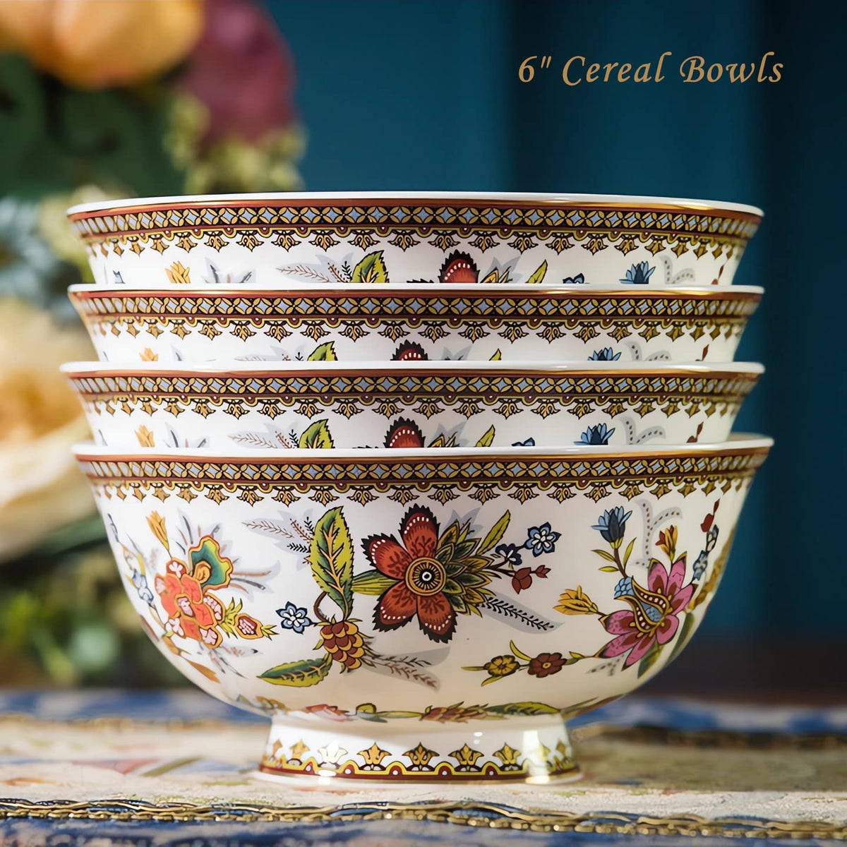 Fine China 12-Piece Dinnerware Set for 4 with 24K Gold Trim S963