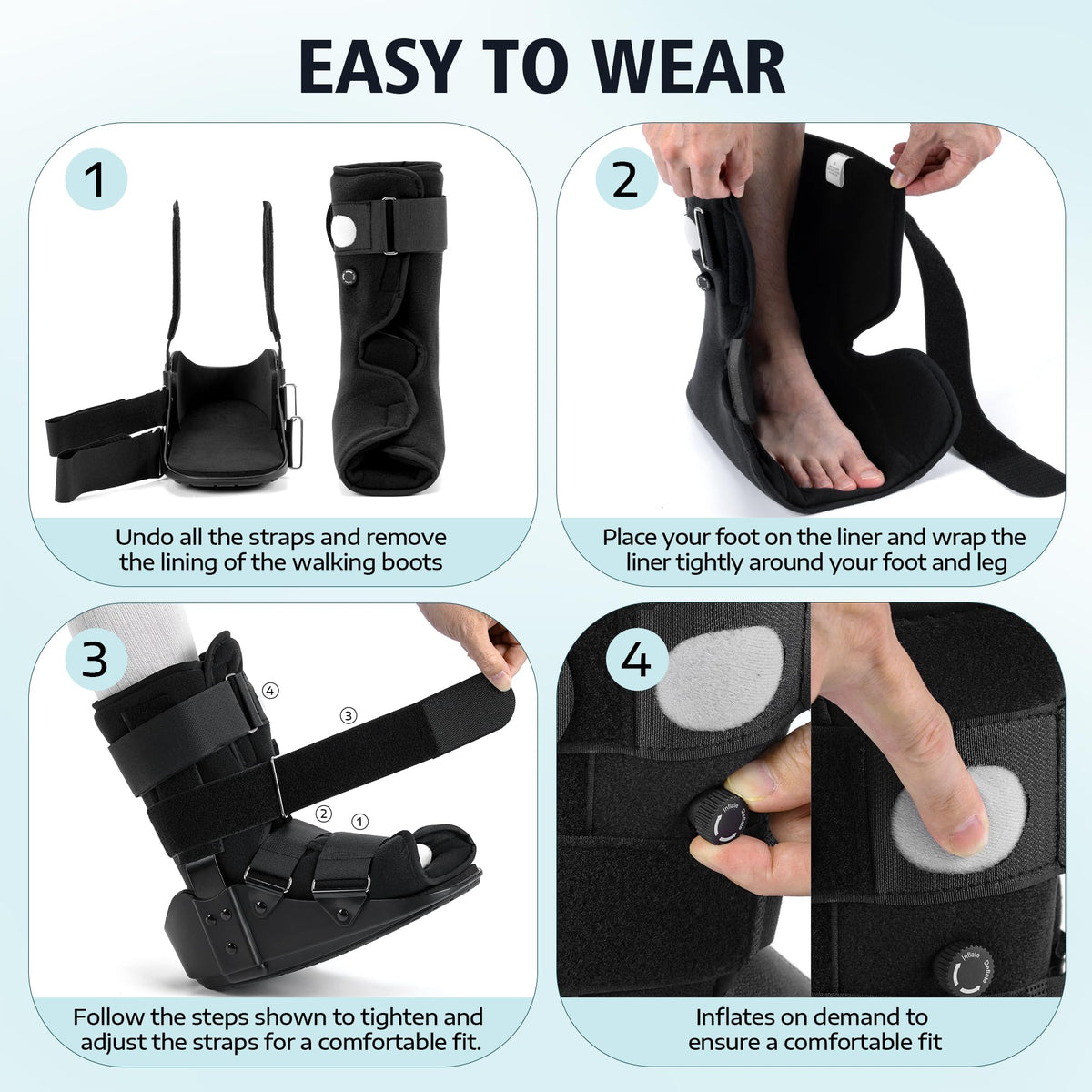 Adjustable Air Walking Boot Medium Black G471