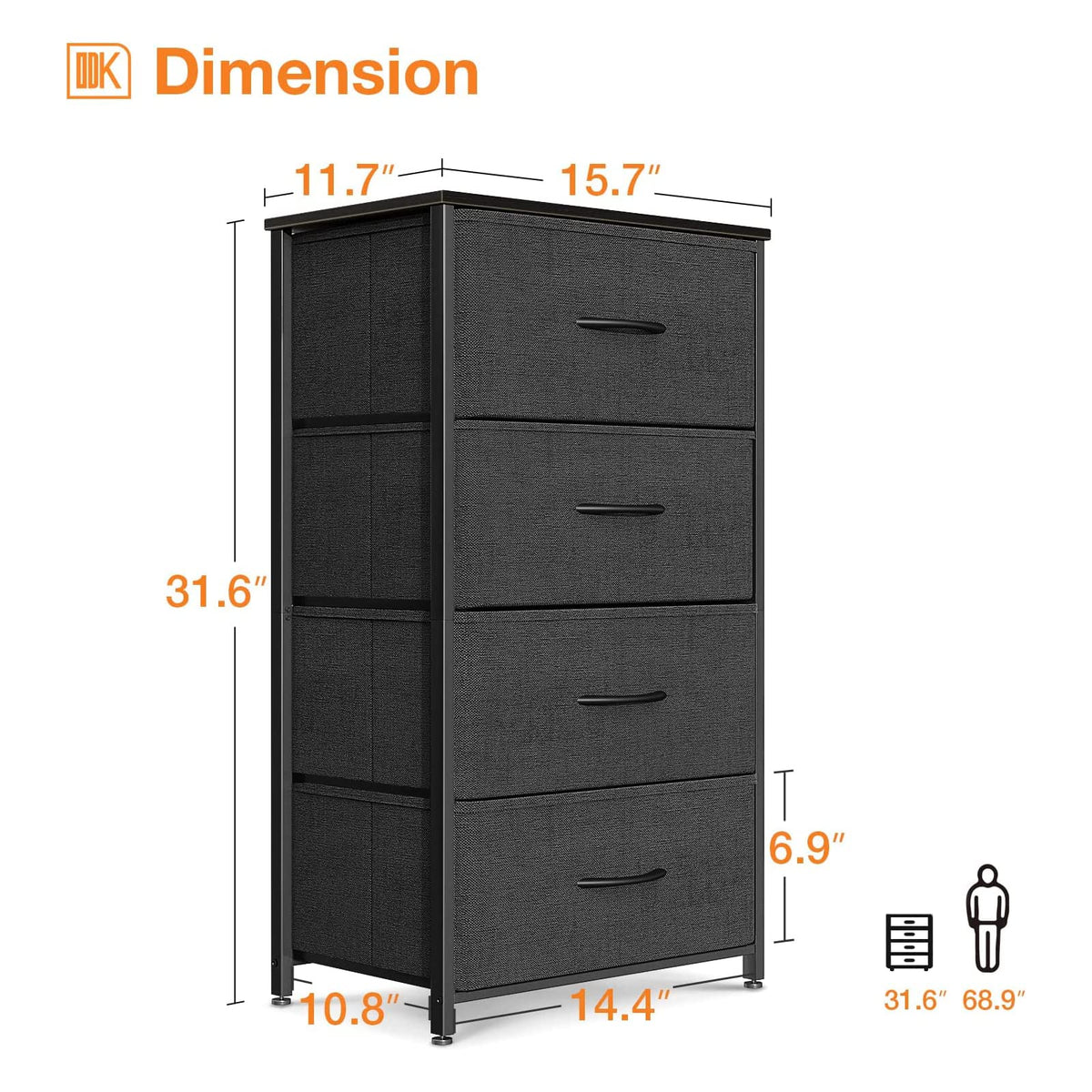 Black 4 Drawer Small Dresser V86226