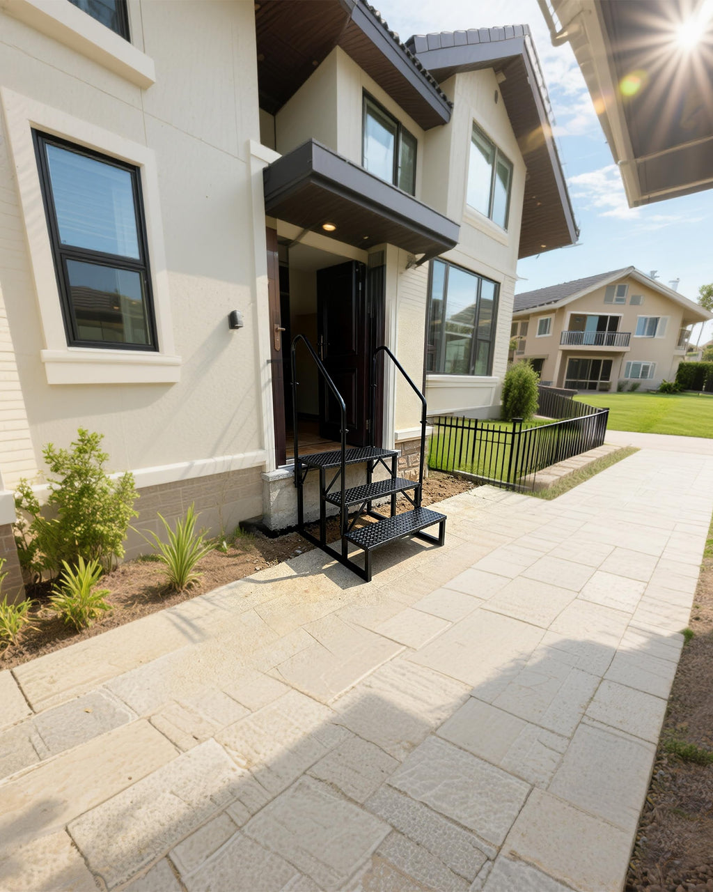 3 Step RV Steps with 2 Handrails C439154