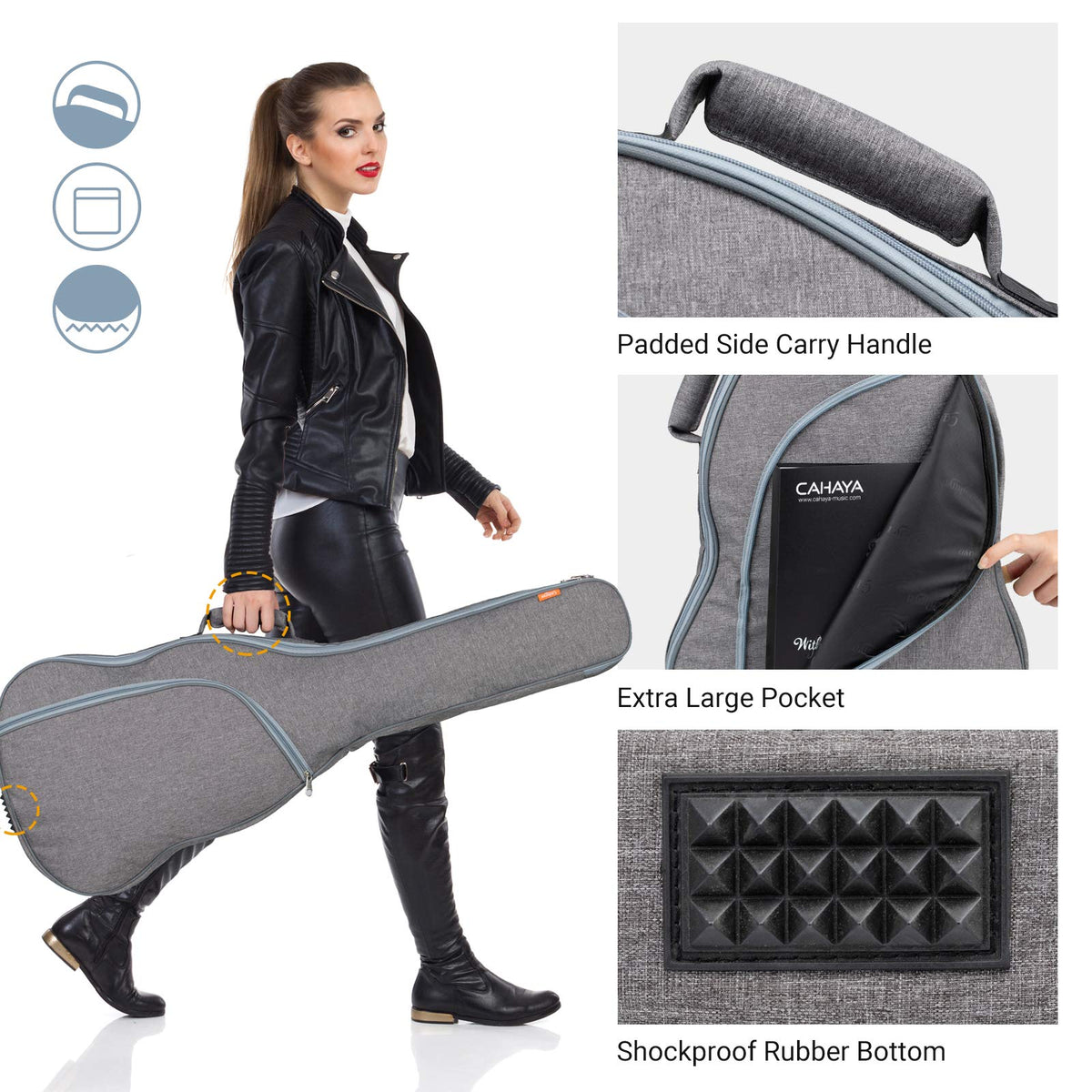 Waterproof Hardshell Acoustic Guitar Case with 3 Pockets X9325