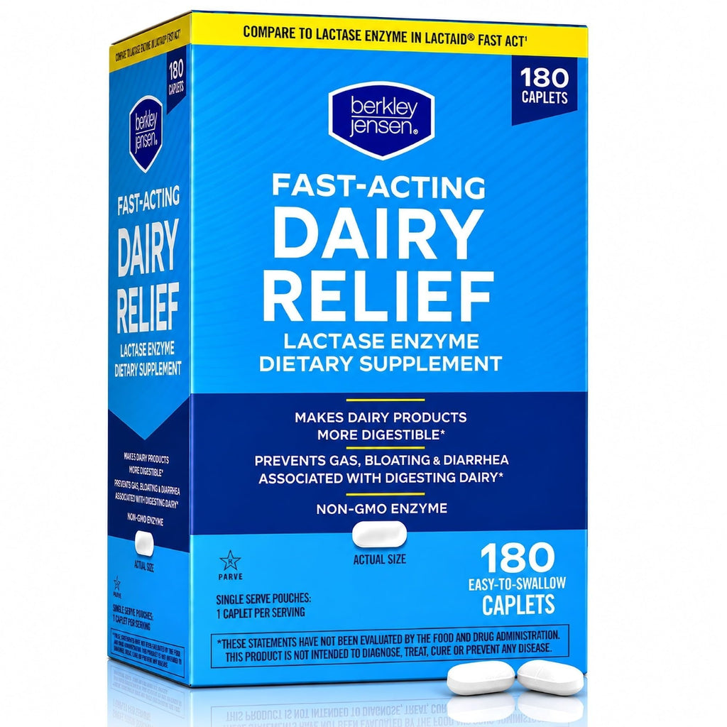 Maximum Strength Fast Acting Lactase Enzyme 9000 FCC Digestive Supplement, 180 Tablets O324889
