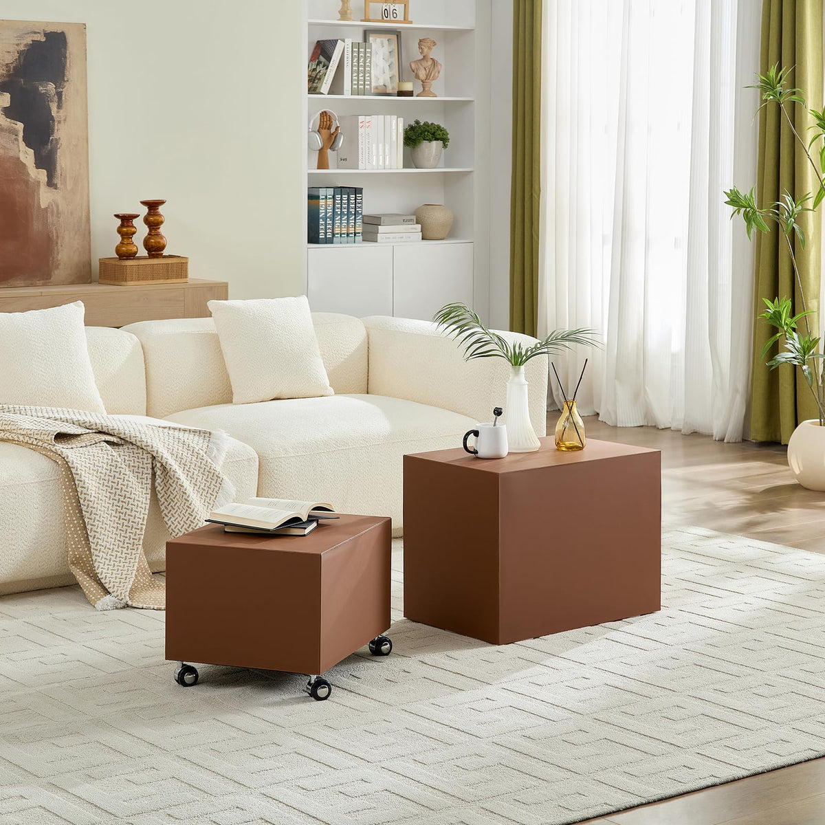 Brown MDF Leather Accent Table L391