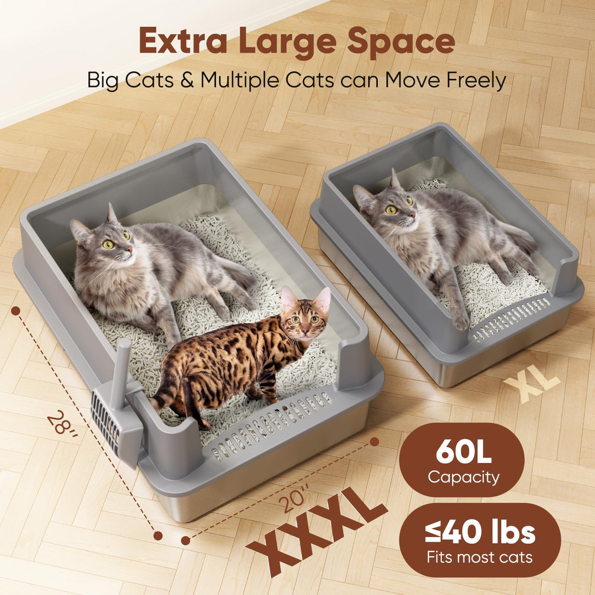 Extra Large Stainless Steel Litter Box with Lid F2631