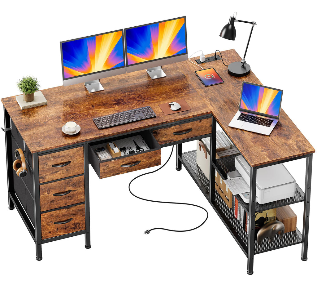 47 Inch L Shaped Desk with Power Outlets Z6212