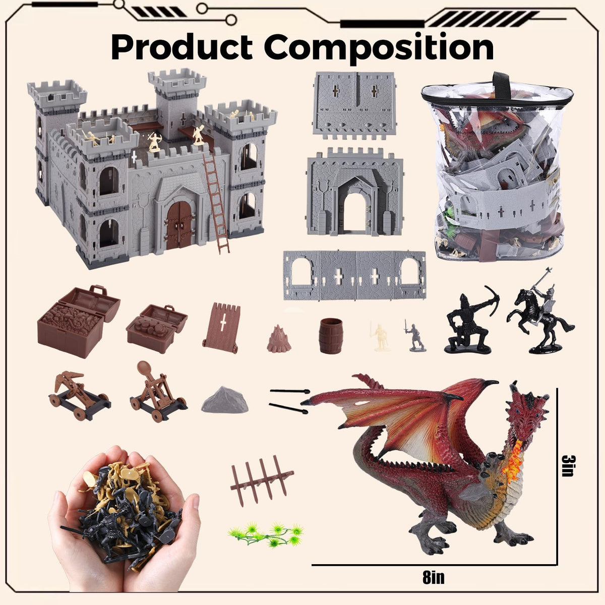 275PCS Medieval Dragon Castle Knights Figures Set W187