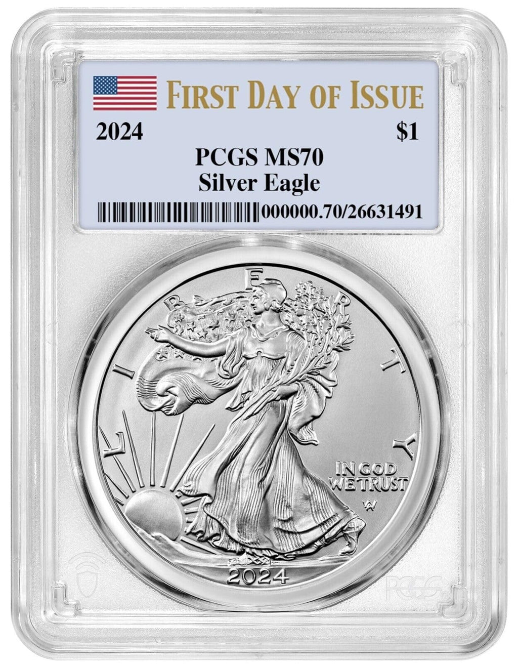2024 $1 American Silver Eagle PCGS MS70 First Day of Issue U914