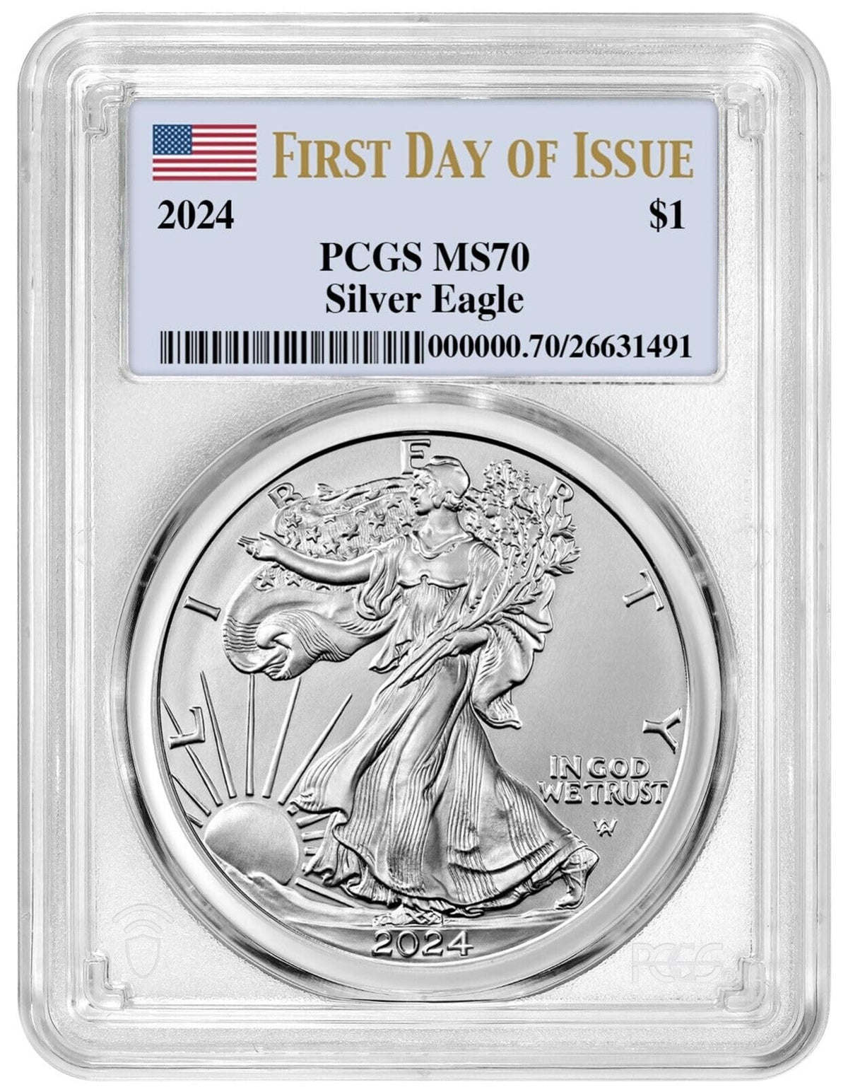 2024 $1 American Silver Eagle PCGS MS70 First Day of Issue U914
