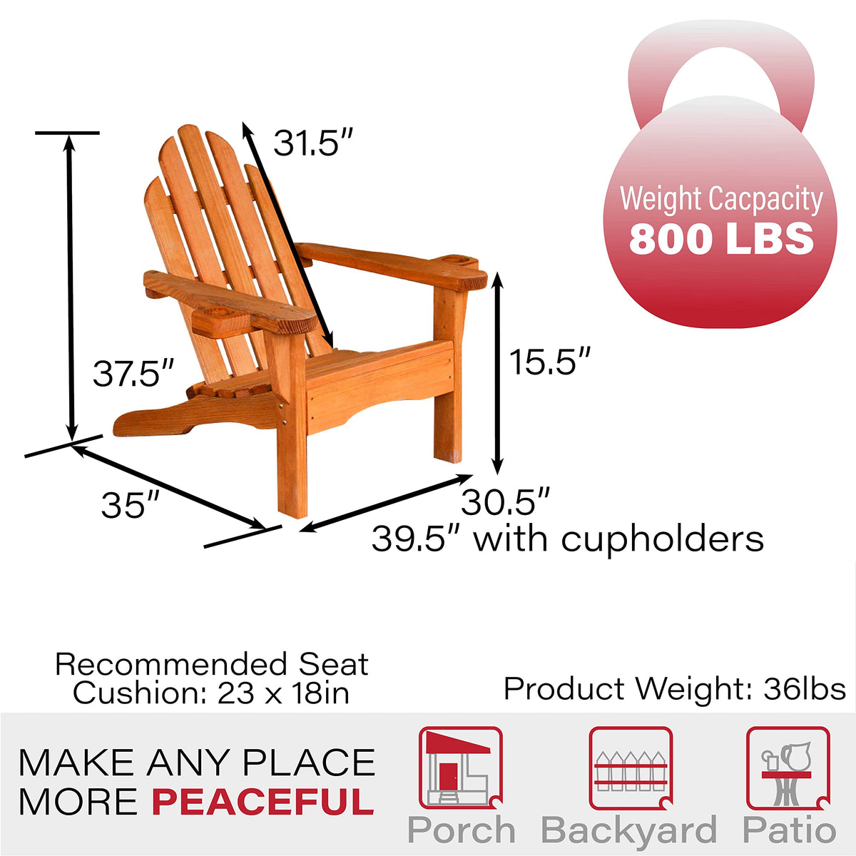 Heavy Duty Adirondack Chair with Cup Holders W91732