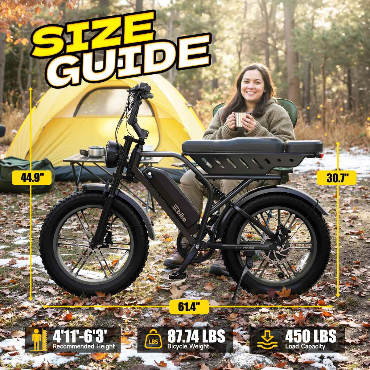 Electric Bike 48V 15Ah Battery 20"x4" Fat Tire Q65159
