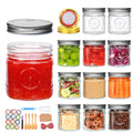 16 oz 12 Pack Wide Mouth Glass Jars with Lids S5737