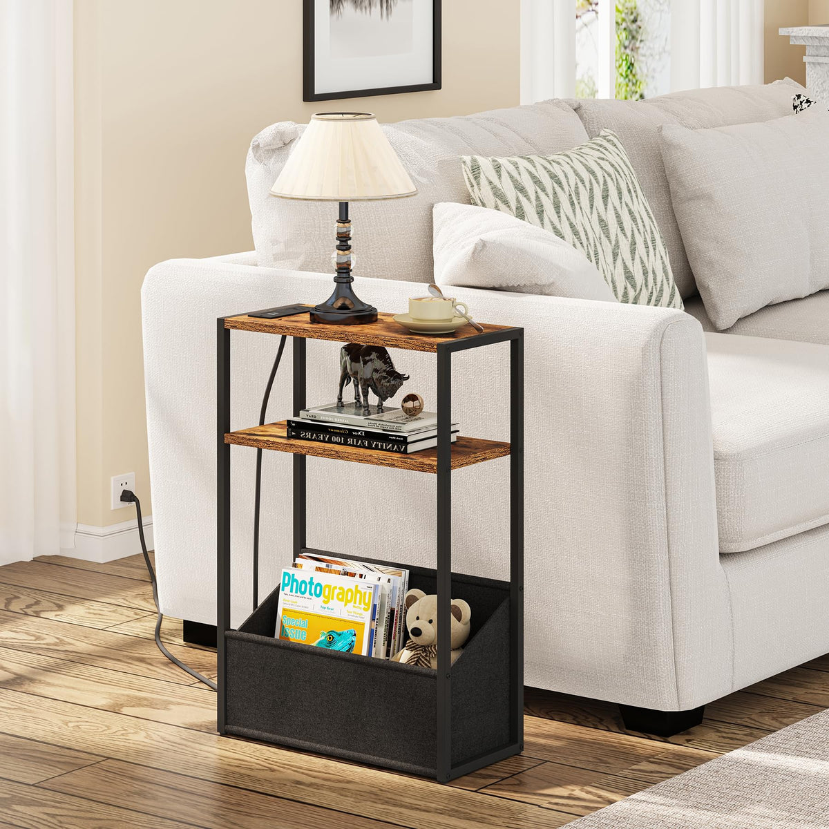 Narrow Side Table with Charging Station O942867