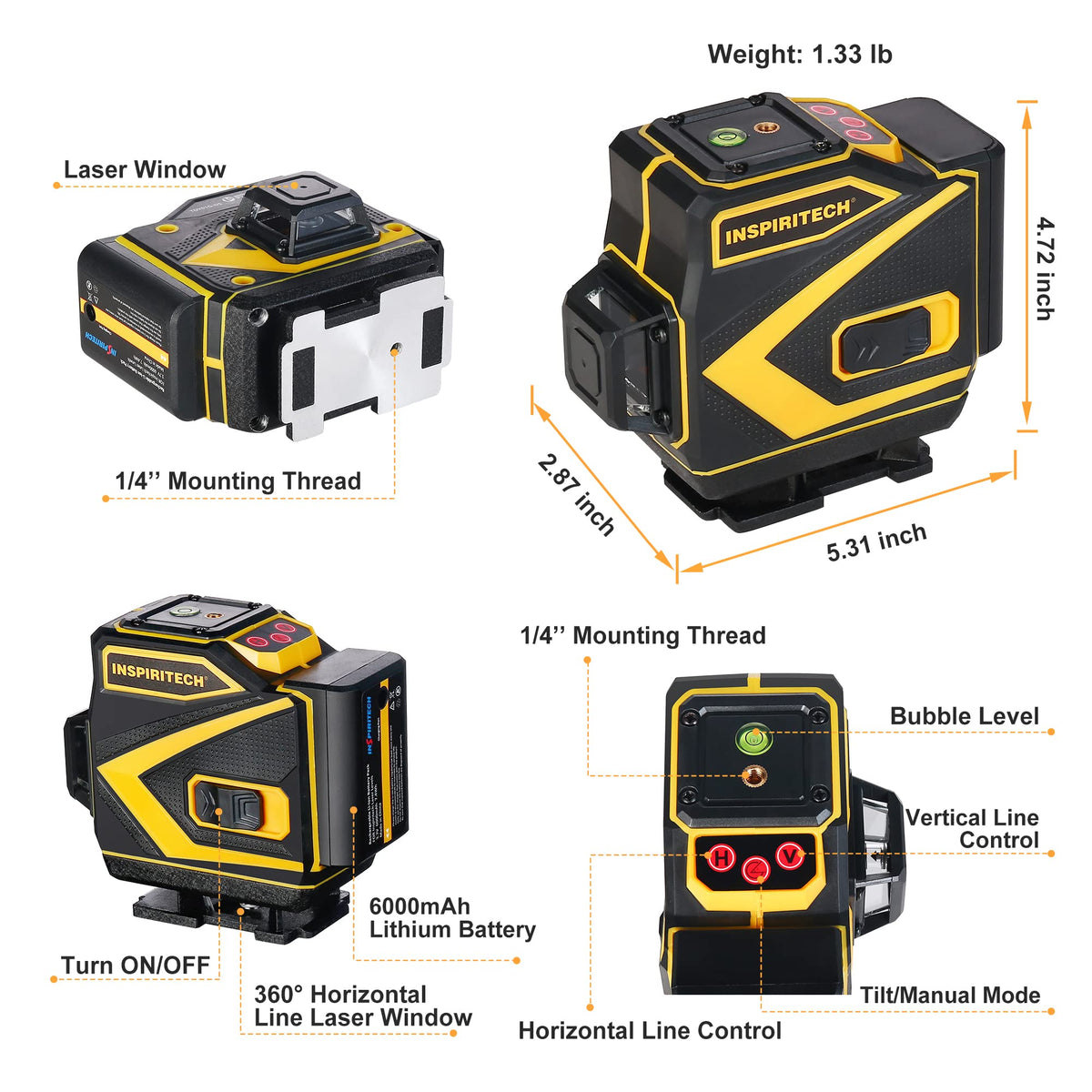 Self Leveling 3x360 Green Beam Laser Level B500