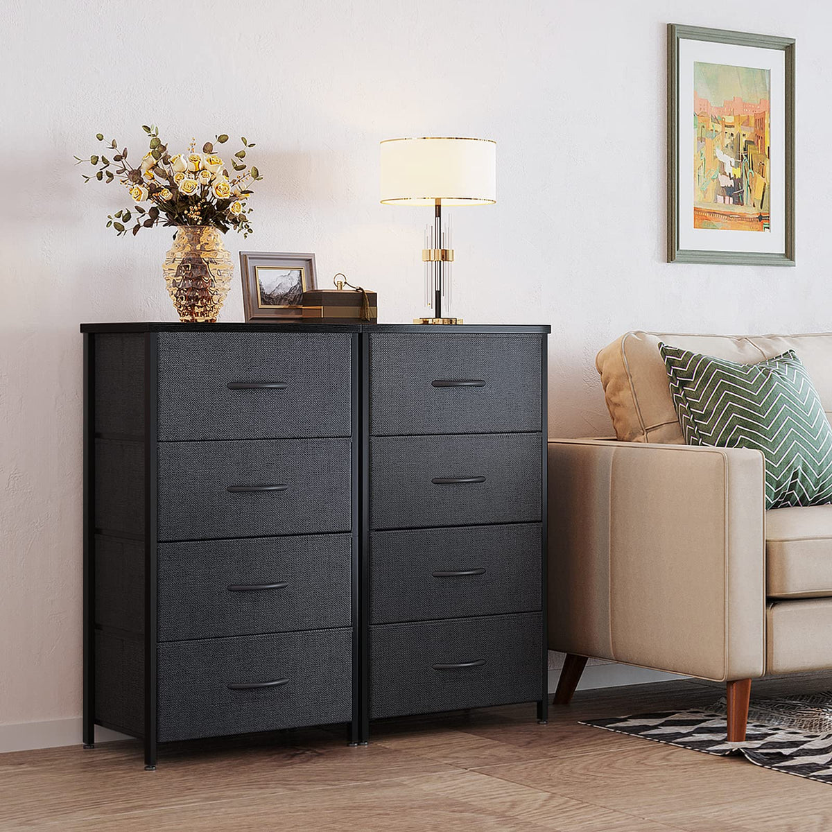 Black 4 Drawer Small Dresser V86226