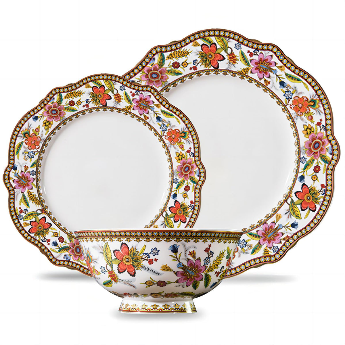 Fine China 12-Piece Dinnerware Set for 4 with 24K Gold Trim S963