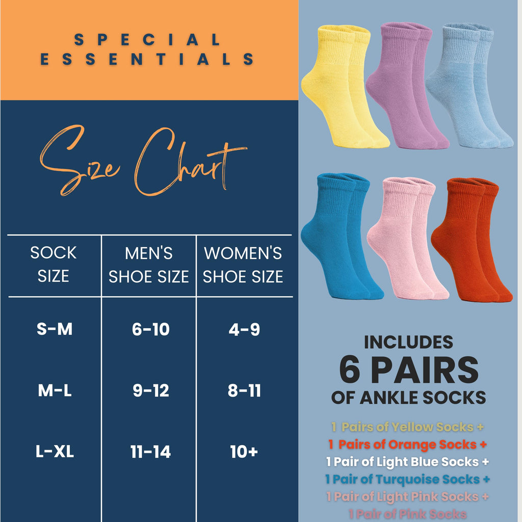 Women's Diabetic Ankle Socks, 6 Pairs, Non-Binding Z425