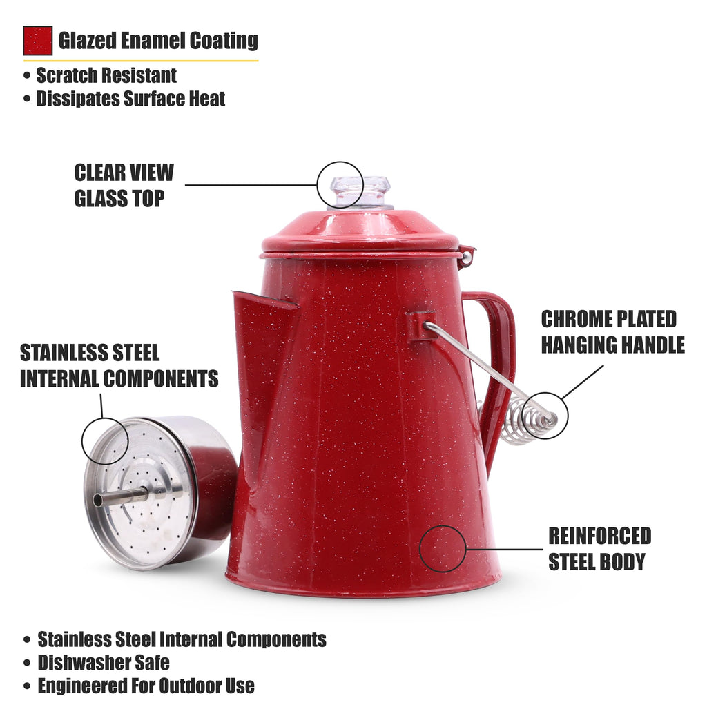 10 Cups Enamel Camping Percolator Coffee Pot L310