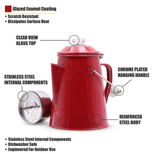 10 Cups Enamel Camping Percolator Coffee Pot L310