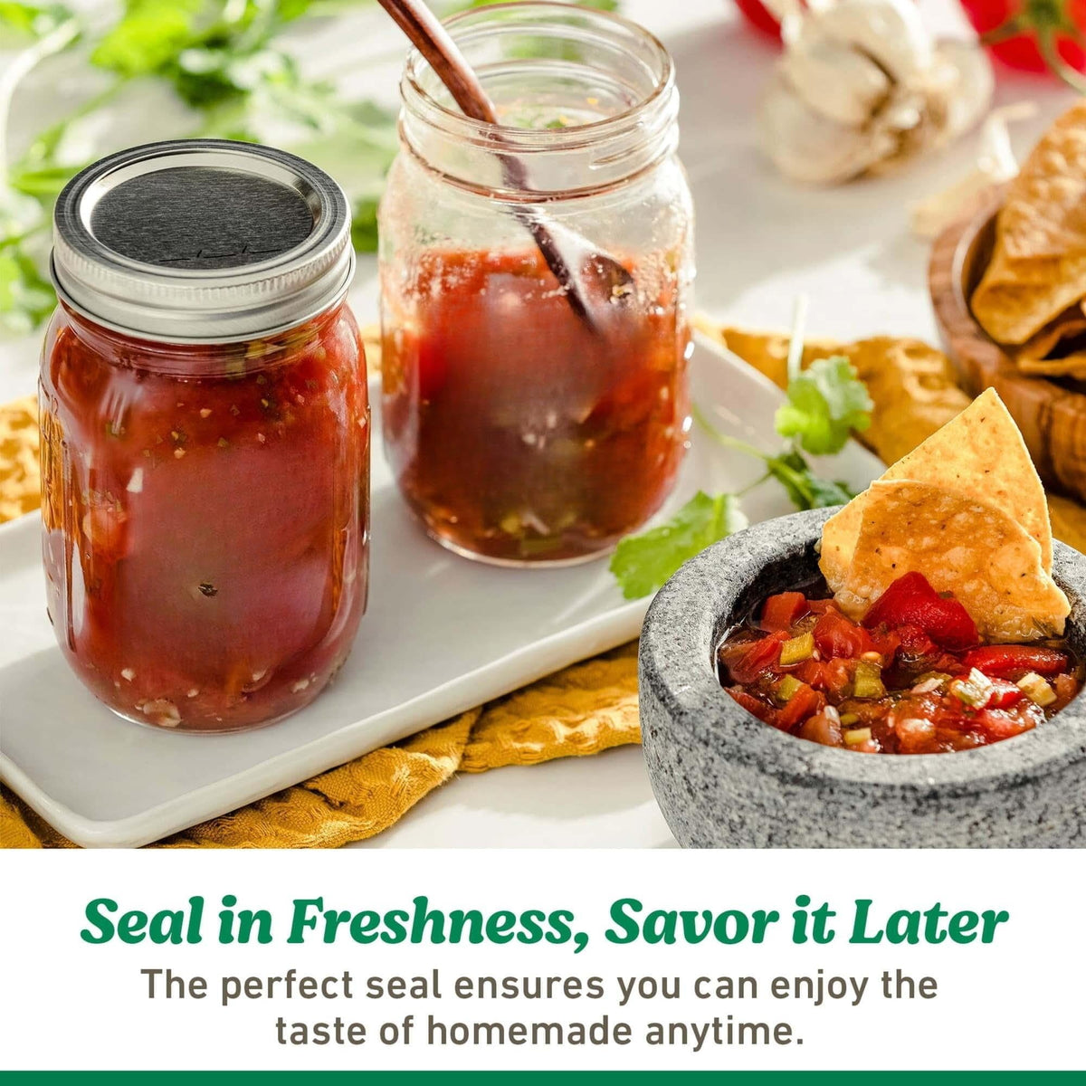 16 Oz Wide Mouth Glass Mason Jars with Lids & Bands, 12-Pack S606940