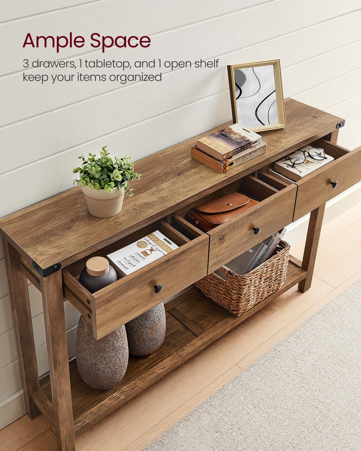Narrow Console Table with 3 Drawers O293067