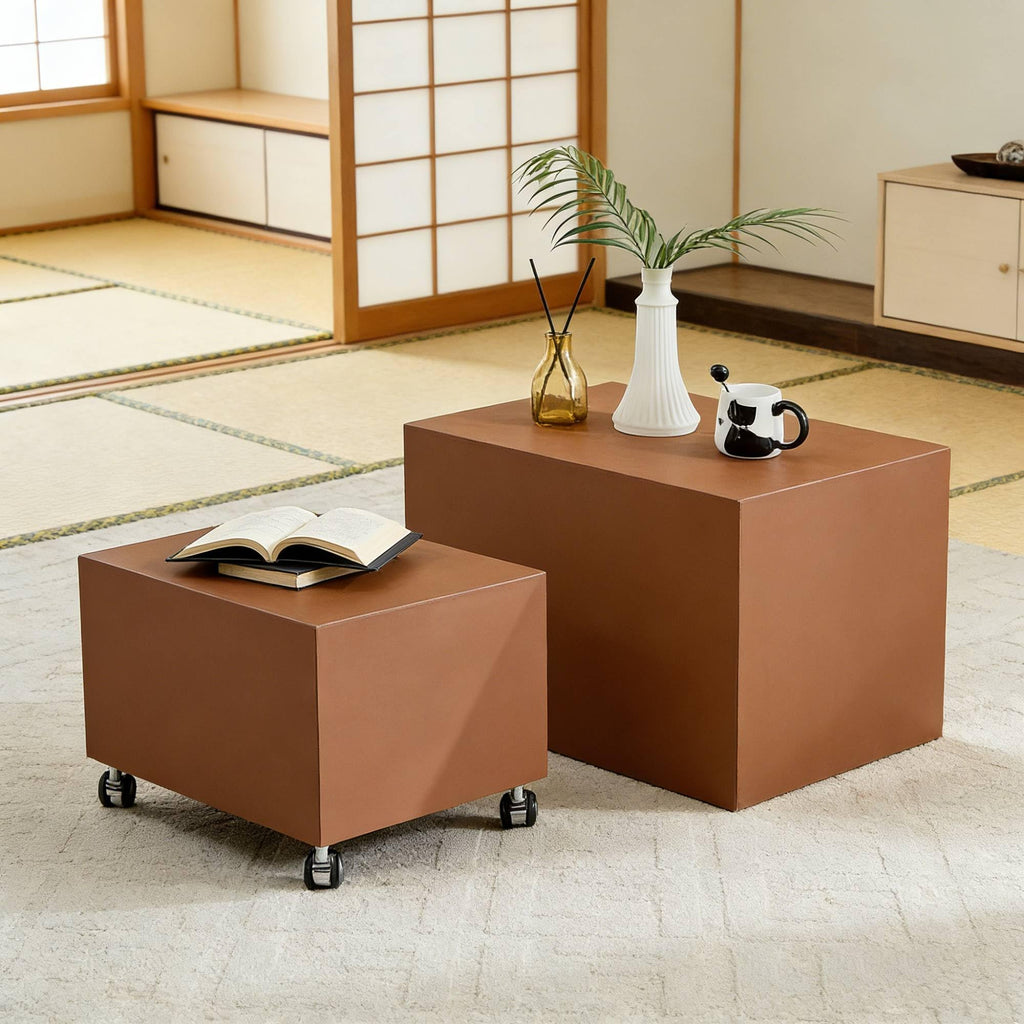 Brown MDF Leather Accent Table L391