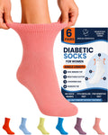 Women's Diabetic Ankle Socks, 6 Pairs, Non-Binding Z425