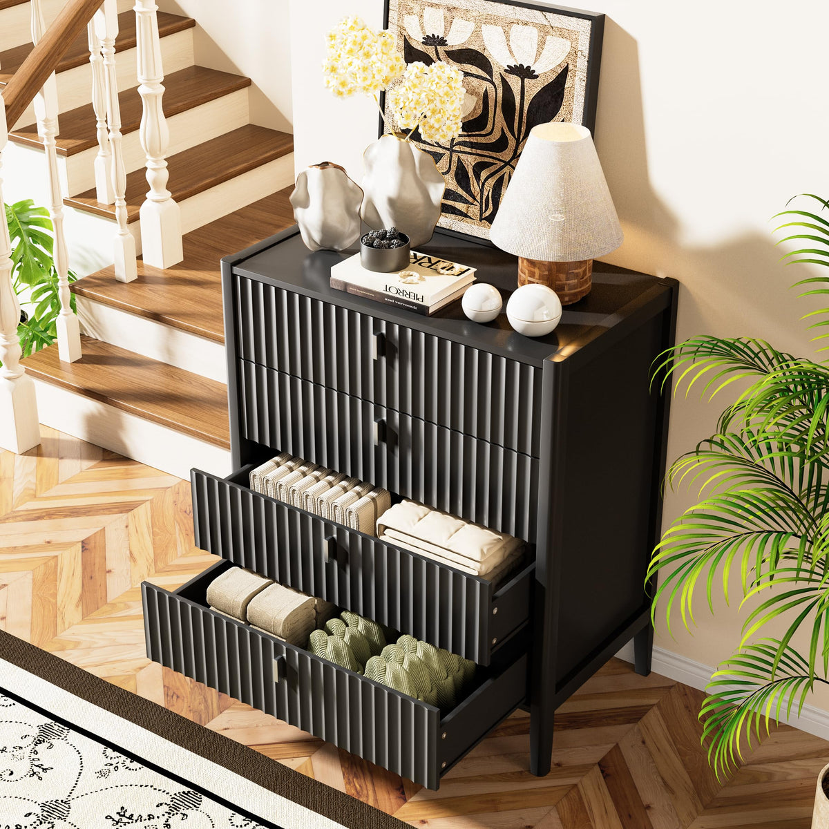 Black 4 Drawer Dresser C717062