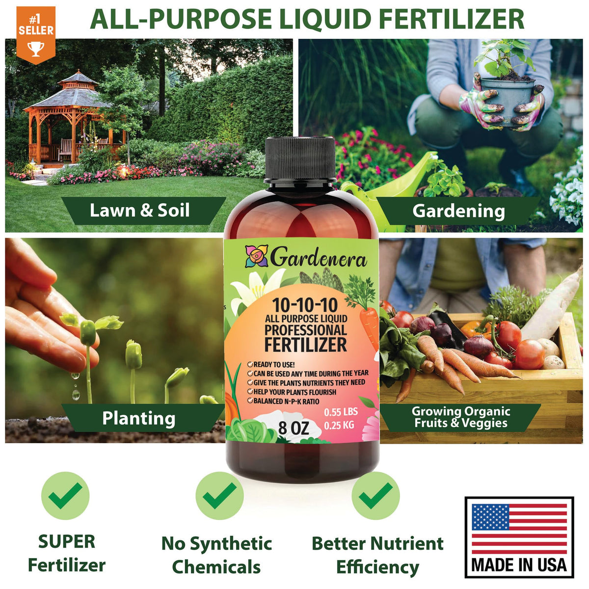 10-10-10 All Purpose Liquid Plant Food Fertilizer Concentrate 8 OZ P710