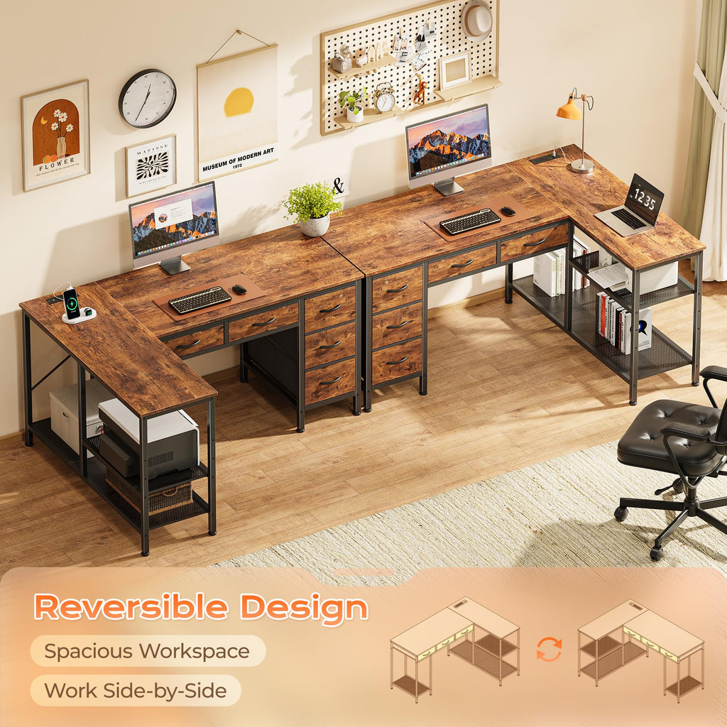 47 Inch L Shaped Desk with Power Outlets Z6212