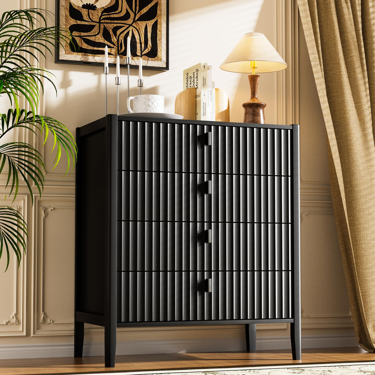 Black 4 Drawer Dresser C717062