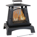 32-Inch Steel Wood-Burning Fire Pit with Log Grate and Poker W599
