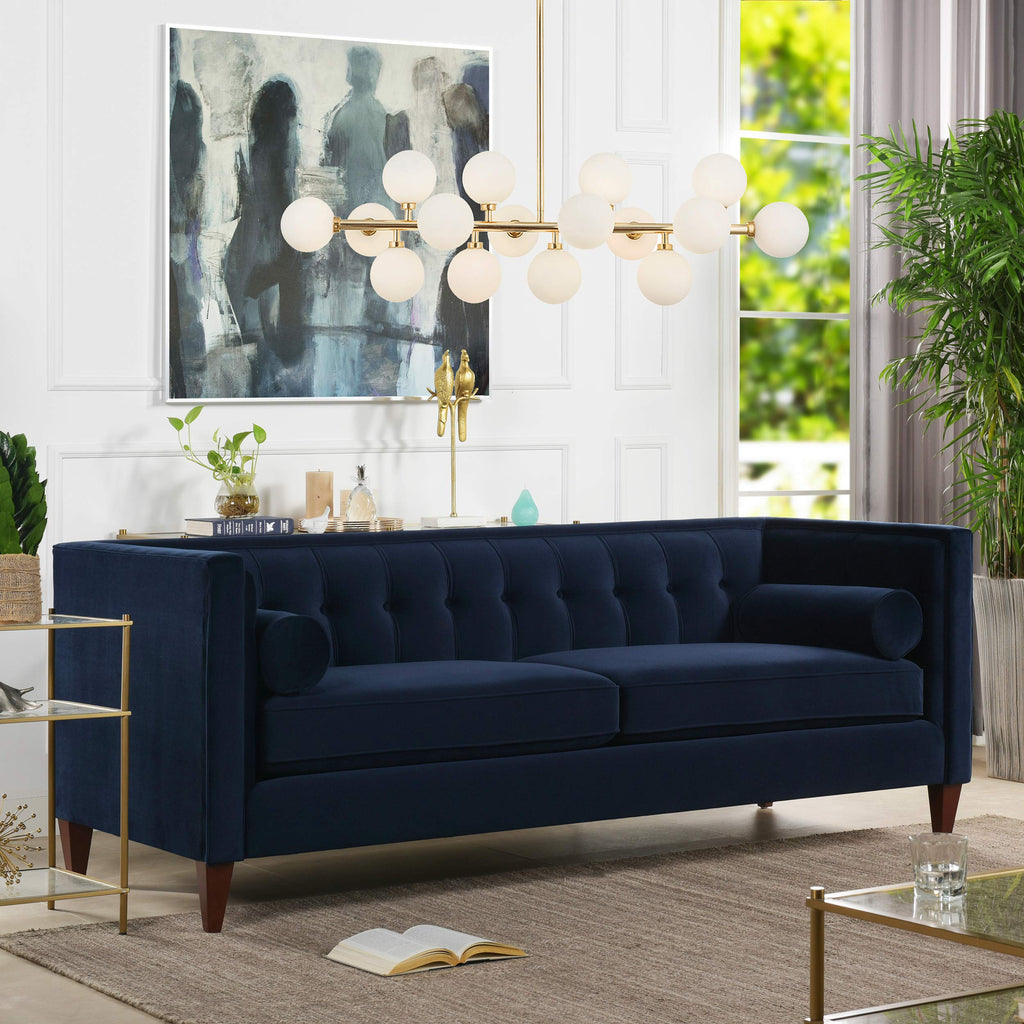 Dark Navy Blue Performance Velvet Tufted Sofa K416700