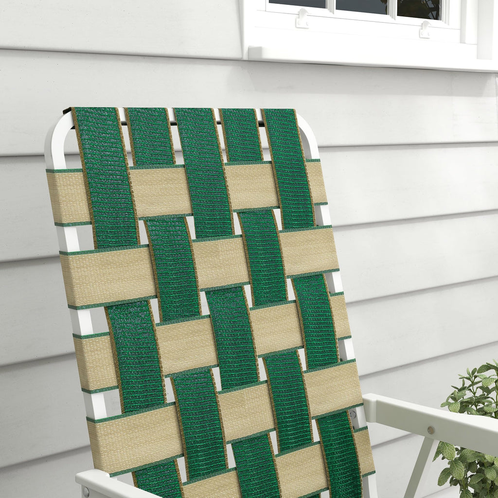 Set of 2 Oversized Folding Webbed Lawn Chairs with Armrests Y265