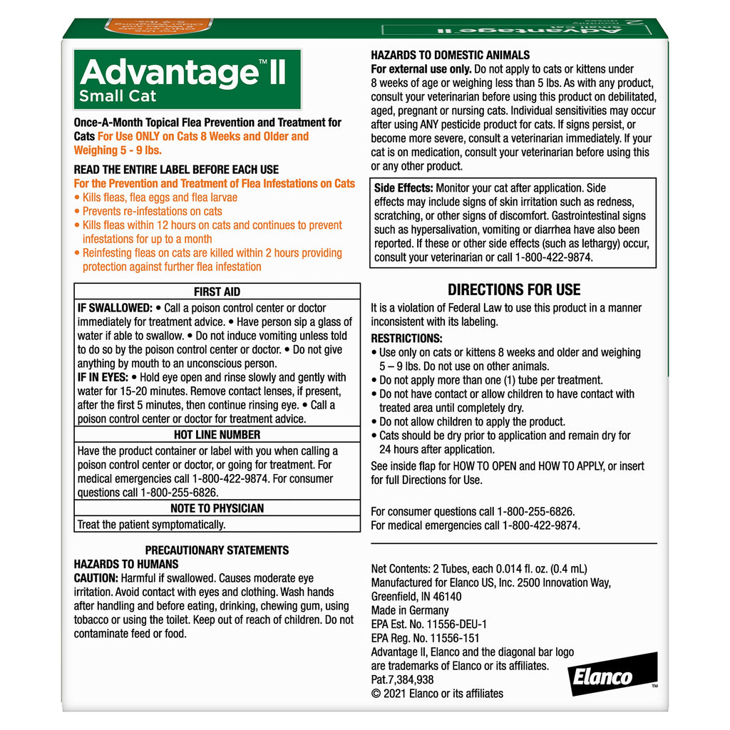 Advantage II Small Cat Topical Flea Treatment & Prevention, 2ct E471