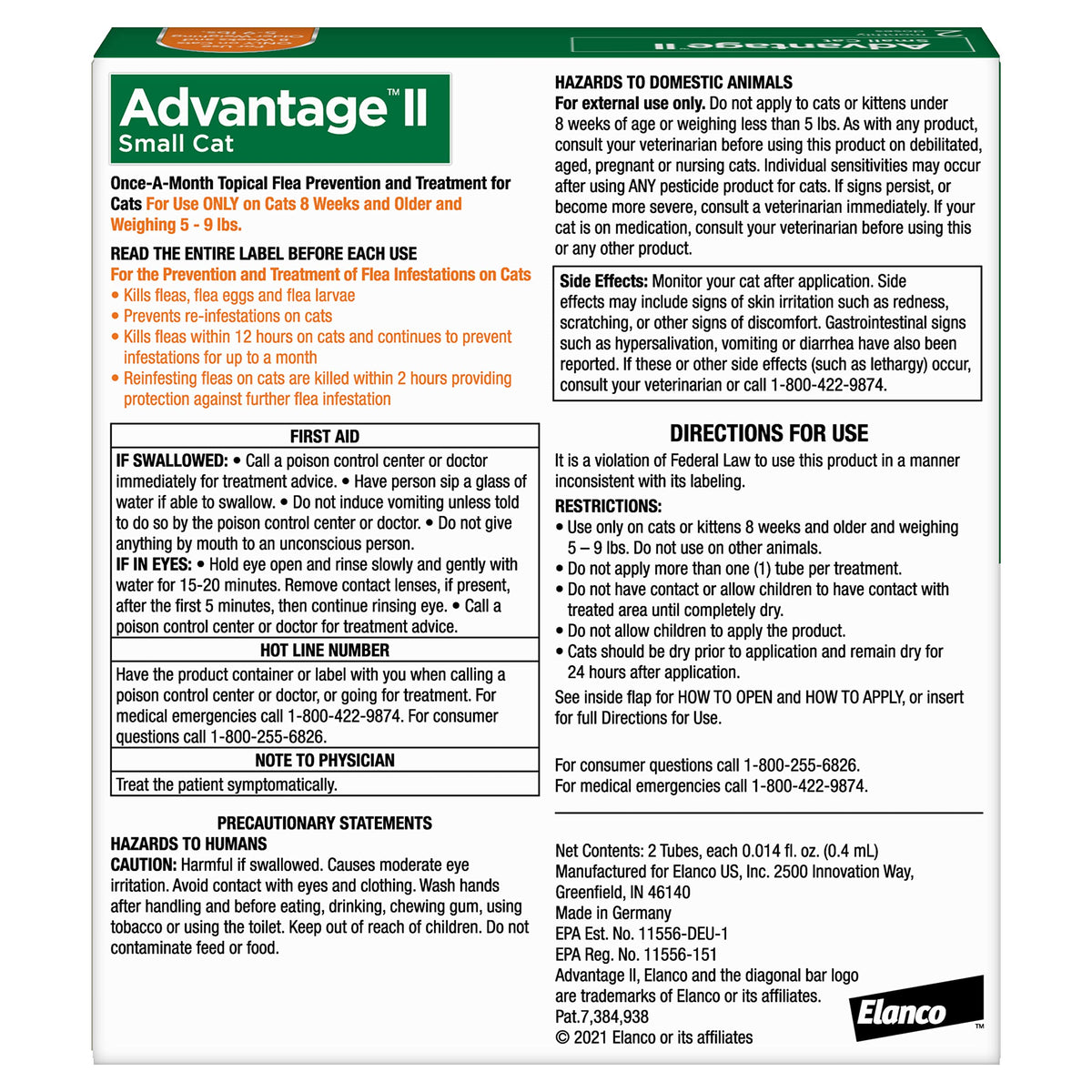 Advantage II Small Cat Topical Flea Treatment & Prevention, 2ct E471