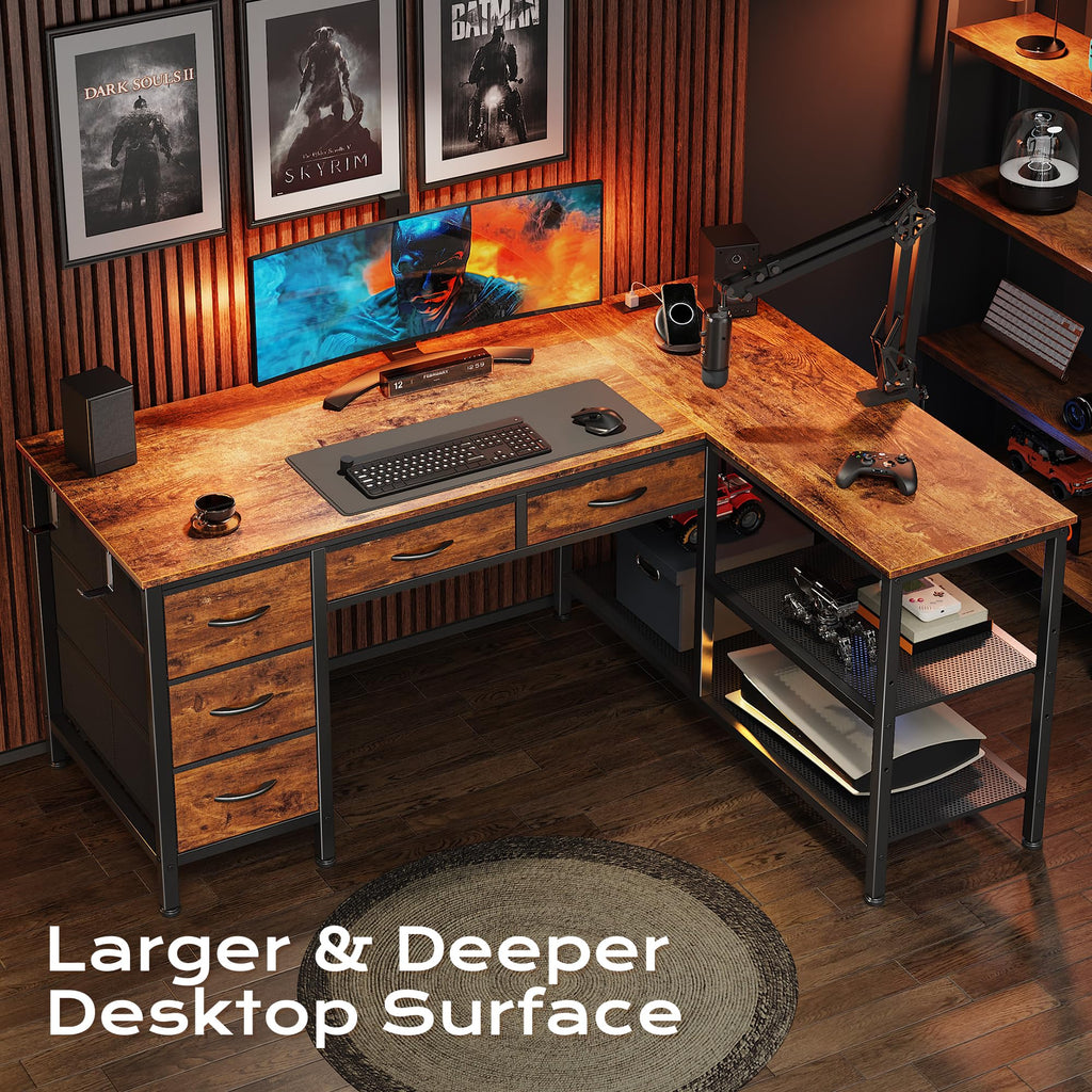 47 Inch L Shaped Desk with Power Outlets Z6212