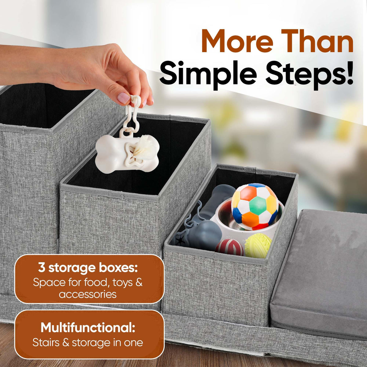 Foldable Pet Stairs with Storage N25306