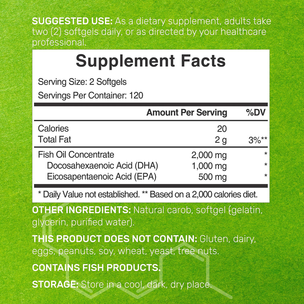 240 Softgels Lemon Flavor DHA 1000mg EPA 500mg Omega-3 Softgels Z56857